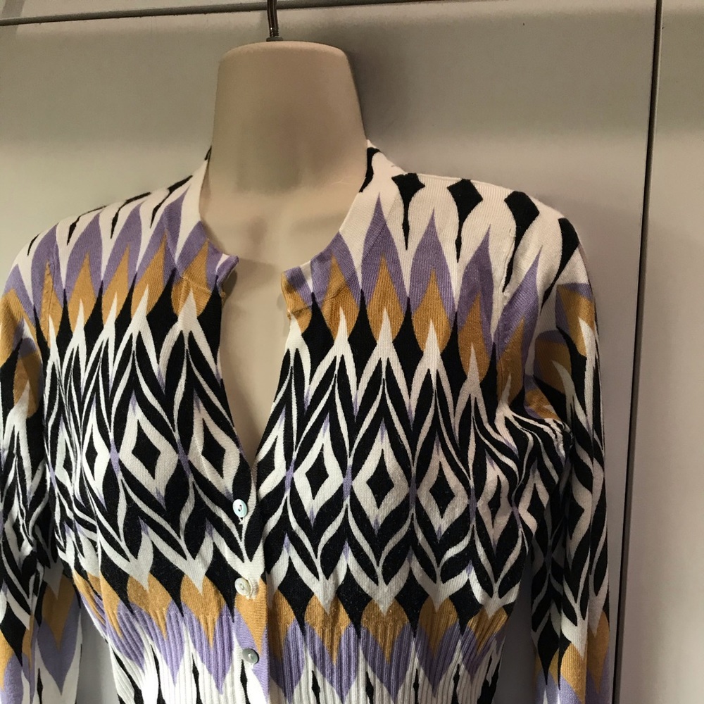 Fun, Summer Weight Geometric Patterned Cardigan - image 2